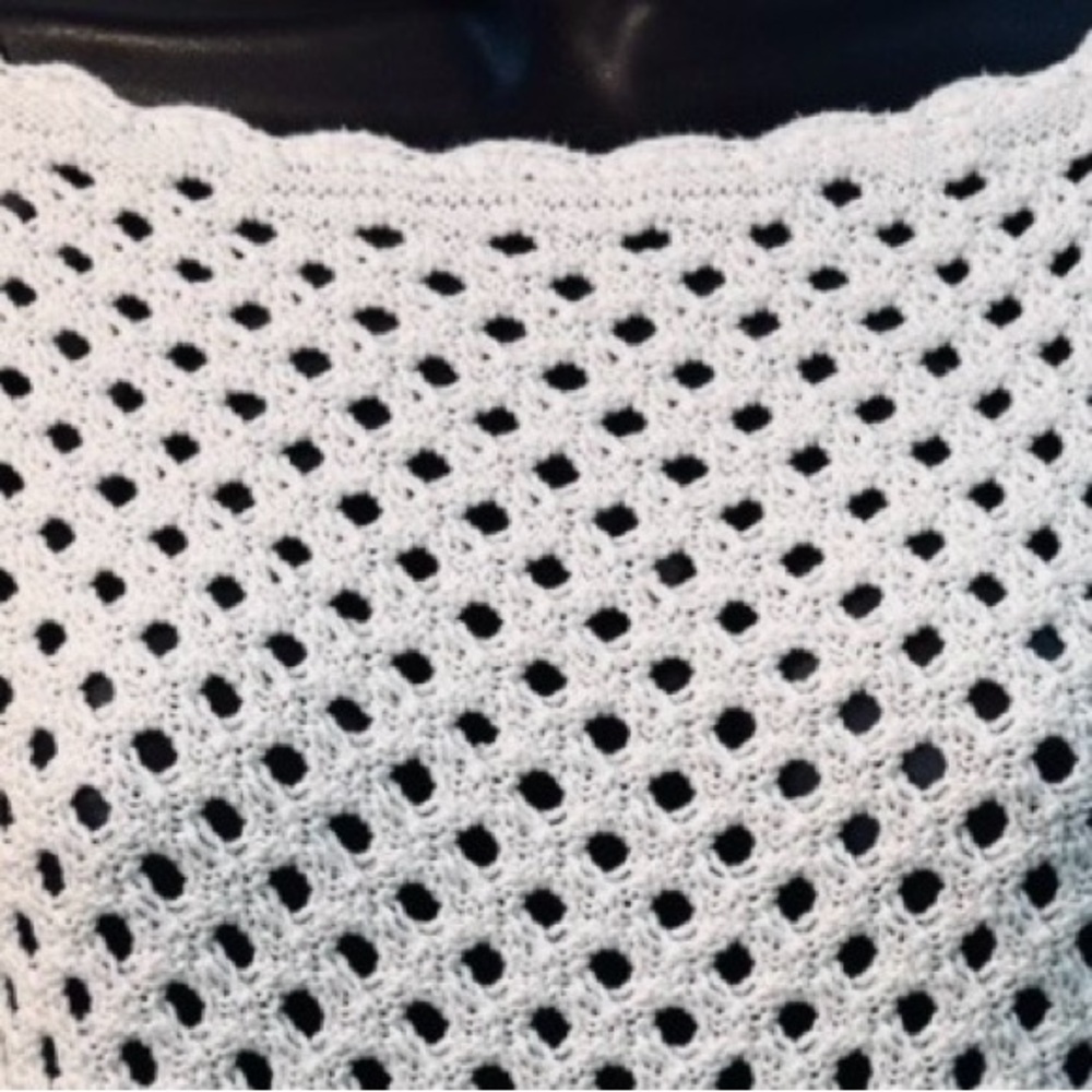 LOFT Petites XXSP White Open Knit Crochet Sweater Long Sleeve Boho - Picture 4 of 5